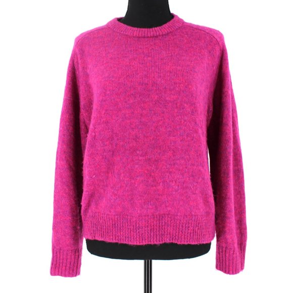 J. Crew Sweaters - J. Crew Relaxed Saddle Sleeve Pullover Crewneck Sweater Heather Fuchsia X-Small